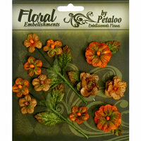 Petaloo - Chantilly Collection - Velvet Mini Blossoms - Pumpkin