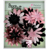 Petaloo - Flora Doodles Collection - Layering Fabric Flowers - Daisies - Black and Pink