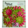 Petaloo - Flora Doodles Collection - Layering Fabric Flowers - Daisies - Fuchsia and Green