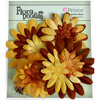 Petaloo - Flora Doodles Collection - Layering Fabric Flowers - Daisies - Brown and Amber