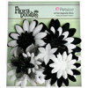 Petaloo - Flora Doodles Collection - Layering Fabric Flowers - Daisies - Black and White