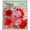 Petaloo - Flora Doodles Collection - Layering Fabric Flowers - Daisies - Red and Light Pink