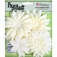 Petaloo - Flora Doodles Collection - Layering Fabric and Glitter Flowers - Daisies - Large - Pearl