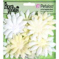 Petaloo - Flora Doodles Collection - Layering Fabric and Glitter Flowers - Daisies - Small - Pearl