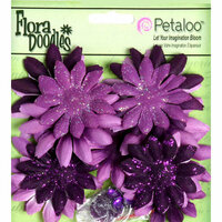 Petaloo - Flora Doodles Collection - Layering Fabric Flowers - Daisies - Small - Plum