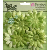 Petaloo - Flora Doodles Collection - Layering Fabric Flowers - Daisies - Small - Lime Green