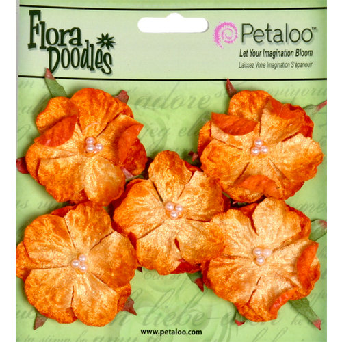 Petaloo - Flora Doodles Collection - Velvet Wild Roses - Small - Orangeade
