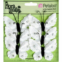 Petaloo - Flora Doodles Collection - Velvet Butterflies - Medium - White