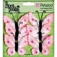 Petaloo - Flora Doodles Collection - Velvet Butterflies - Medium - Soft Pink