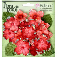 Petaloo - Flora Doodles Collection - Velvet Hydrangeas - Red