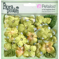 Petaloo - Flora Doodles Collection - Velvet Hydrangeas - Green