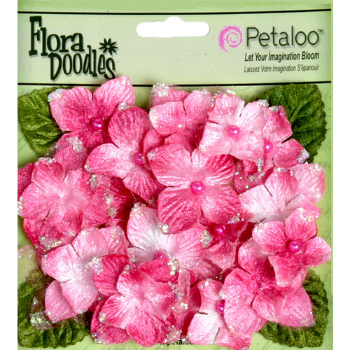 Petaloo - Flora Doodles Collection - Velvet Hydrangeas - Fuschia