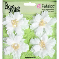 Petaloo - Flora Doodles Collection - Beaded Peonies - Small - White