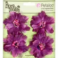 Petaloo - Flora Doodles Collection - Beaded Peonies - Small - Plum