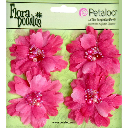 Petaloo - Flora Doodles Collection - Beaded Peonies - Small - Fuschia
