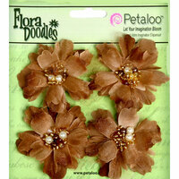 Petaloo - Flora Doodles Collection - Beaded Peonies - Small - Coffee