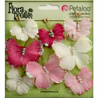 Petaloo - Flora Doodles Collection - Sheer Butterflies - Pink Fuchsia and Pearl