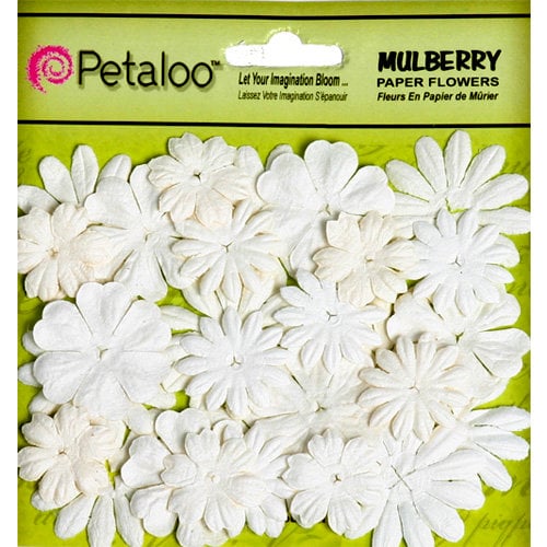 Petaloo - Flora Doodles Collection - Mulberry Flowers - Mini - Delphiniums - All White