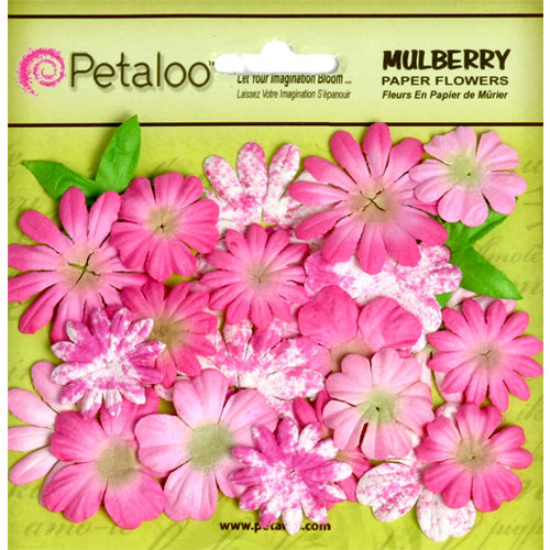 Petaloo - Flora Doodles Collection - Mulberry Flowers - Mini Daisies with Tyedye - Fuschia