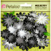 Petaloo - Flora Doodles Collection - Mulberry Flowers - Mini Daisies with Tyedye - Black and Grey
