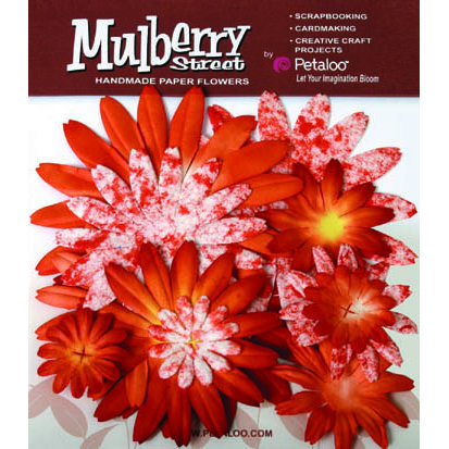 Petaloo - Mulberry Street Collection - Handmade Paper Flowers - Large Daisies with Tyedye - Orange, CLEARANCE