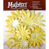 Petaloo - Mulberry Street Collection - Handmade Paper Flowers - Large Daisies with Tyedye - Yellow