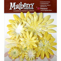 Petaloo - Mulberry Street Collection - Handmade Paper Flowers - Large Daisies with Tyedye - Yellow