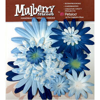 Petaloo - Mulberry Street Collection - Handmade Paper Flowers - Large Daisies with Tyedye - Blue, CLEARANCE