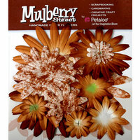 Petaloo - Mulberry Street Collection - Handmade Paper Flowers - Large Daisies with Tyedye - Mocha, CLEARANCE
