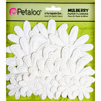 Petaloo - Flora Doodles Collection - Embossed Mulberry Flowers - Daisies - White