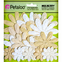 Petaloo - Flora Doodles Collection - Embossed Mulberry Flowers - Daisies - Vanilla Cream