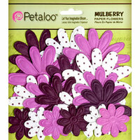 Petaloo - Flora Doodles Collection - Embossed Mulberry Flowers - Daisies - Eggplant