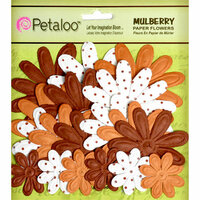 Petaloo - Flora Doodles Collection - Embossed Mulberry Flowers - Daisies - Mocha