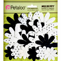 Petaloo - Flora Doodles Collection - Embossed Mulberry Flowers - Daisies - Black
