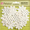 Petaloo - Flora Doodles Collection - Embossed Mulberry Flowers - Daisies - Mini - White