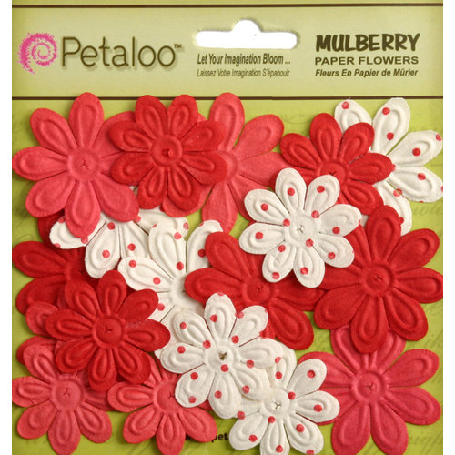 Petaloo - Flora Doodles Collection - Embossed Mulberry Flowers - Daisies - Mini - Red
