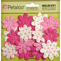 Petaloo - Flora Doodles Collection - Embossed Mulberry Flowers - Daisies - Mini - Fuchsia
