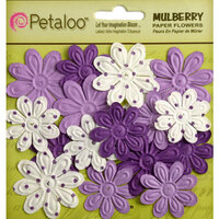 Petaloo - Flora Doodles Collection - Embossed Mulberry Flowers - Daisies - Mini - Purple Majesty