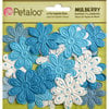 Petaloo - Flora Doodles Collection - Embossed Mulberry Flowers - Daisies - Mini - Marine Blue