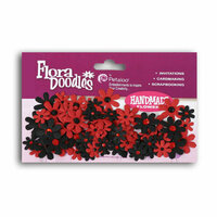 Petaloo - Flora Doodles Collection - Flowers - Mini Florettes Paper Flowers - Red and Black, CLEARANCE