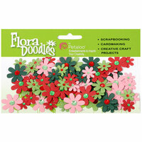 Petaloo - Flora Doodles Collection - Handmade Paper Flowers - Jeweled Florettes - Jolly Christmas, CLEARANCE