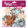 Petaloo - Flora Doodles Collection - Flowers - Fancy Foam Flowers - Aqua, Teal, Tan and Brown, CLEARANCE