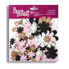 Petaloo - Flora Doodles Collection - Flowers - Fancy Foam Flowers - White, Black, Grey and Pink, CLEARANCE