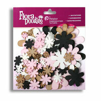 Petaloo - Flora Doodles Collection - Flowers - Fancy Foam Flowers - White, Black, Grey and Pink, CLEARANCE