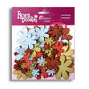 Petaloo - Flora Doodles Collection - Flowers - Fancy Foam Flowers - Red, Green, Blue and Brown, CLEARANCE