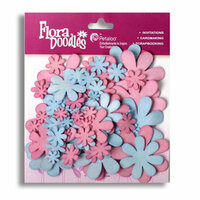 Petaloo - Flora Doodles Collection - Flowers - Fancy Foam Flowers - Blue and Pink, CLEARANCE
