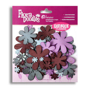 Petaloo - Flora Doodles Collection - Flowers - Fancy Foam Flowers - Light Blue, Dark Blue, Lavender and Purple, CLEARANCE