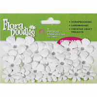 Petaloo - Flora Doodles Collection - Handmade Paper Flowers - Tye-Dyed Gypsies - All White, CLEARANCE