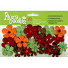 Petaloo - Flora Doodles Collection - Handmade Paper Flowers - Tye-Dyed Gypsies - Green Brown Orange and Burgandy, CLEARANCE