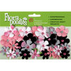 Petaloo - Flora Doodles Collection - Handmade Paper Flowers - Tye-Dyed Gypsies - White Black Pink and Grey, CLEARANCE